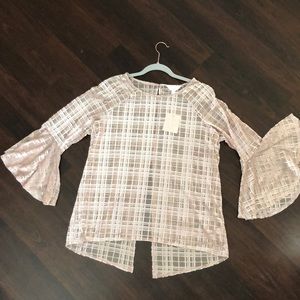 Blush velvet long sleeve top